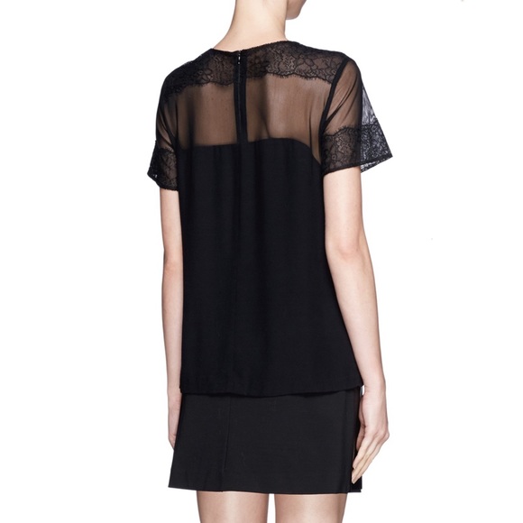 SANDRO ENOLA SHEER LACE TRIM TOP - Picture 2 of 7